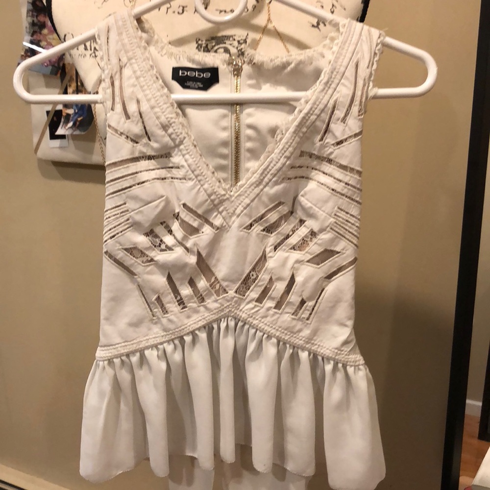 White leather Bebe blouse